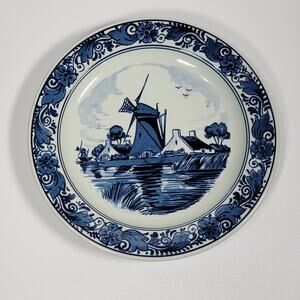 Delft’s Blauw Delft Blue Windmill Collector’s 8” Plate Handpainted in Holland